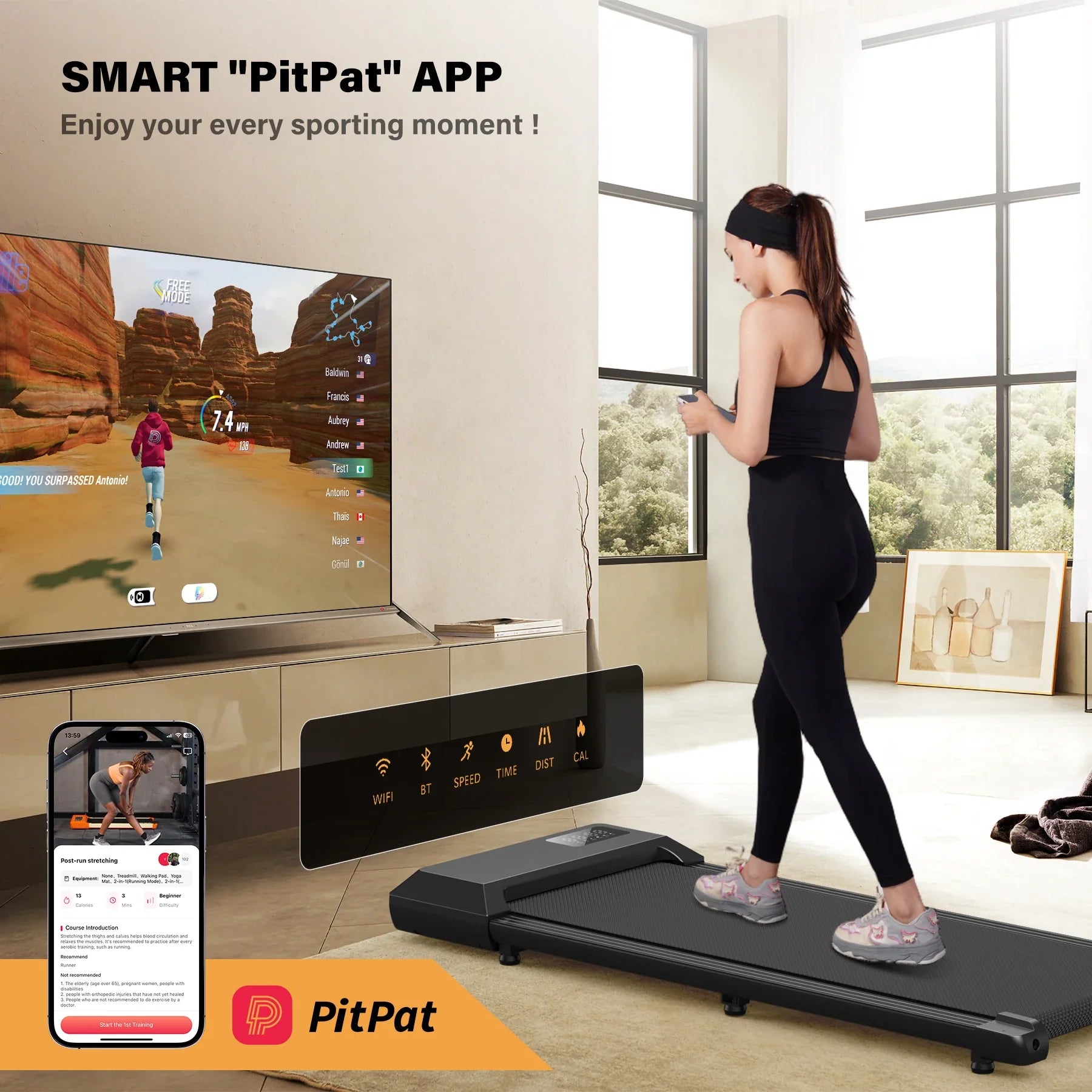 Under-Desk Treadmill for Home Office, 2.5HP Quiet Walking and Jogging Pad with App, Remote and LCD, 250 lb Capacity