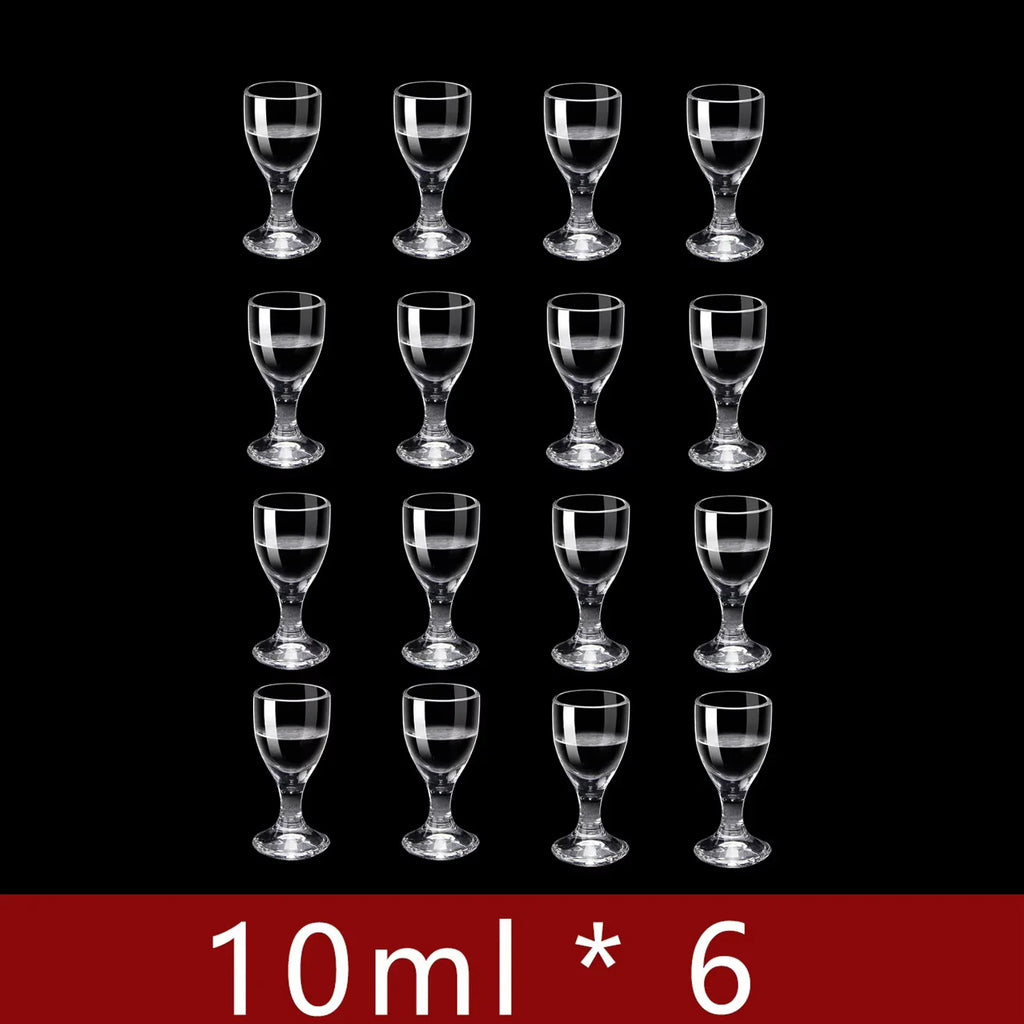 6-Pack Mini Stem Shot Glasses Set — 10/15/25 ml (0.34/0.51/0.85 fl oz) Clear Glass Mini Wine Cups for Sake & Spirits