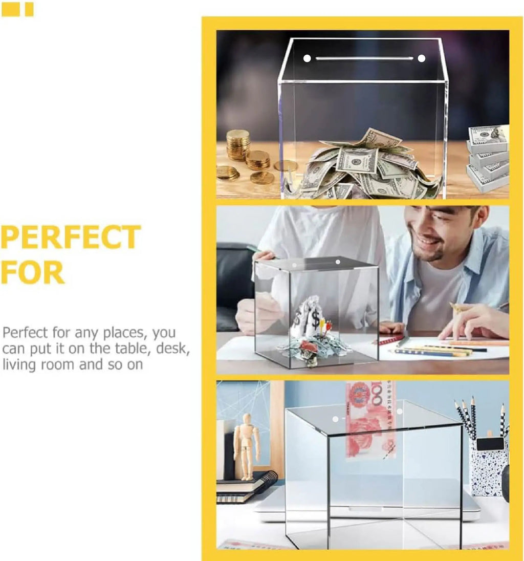 Clear Acrylic Piggy Bank for Adults - Break-to-Open One-Way Money Saving Bank