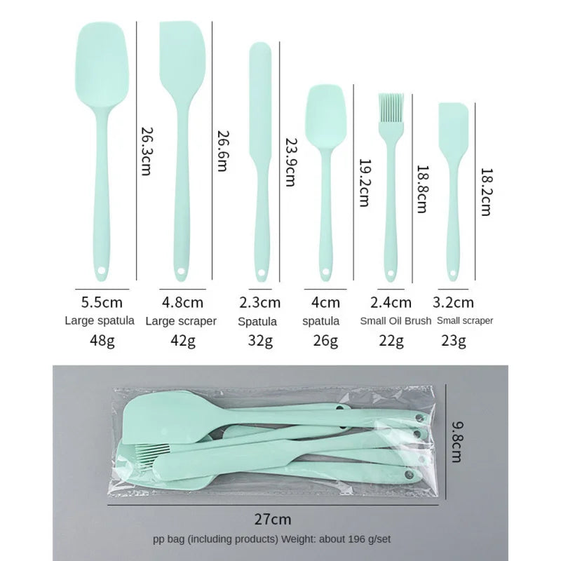 6-Piece Silicone Baking Spatula Set with Brush, Non-Stick Frosting Scrapers and Cream Spreaders, Cute Kitchen Gadgets