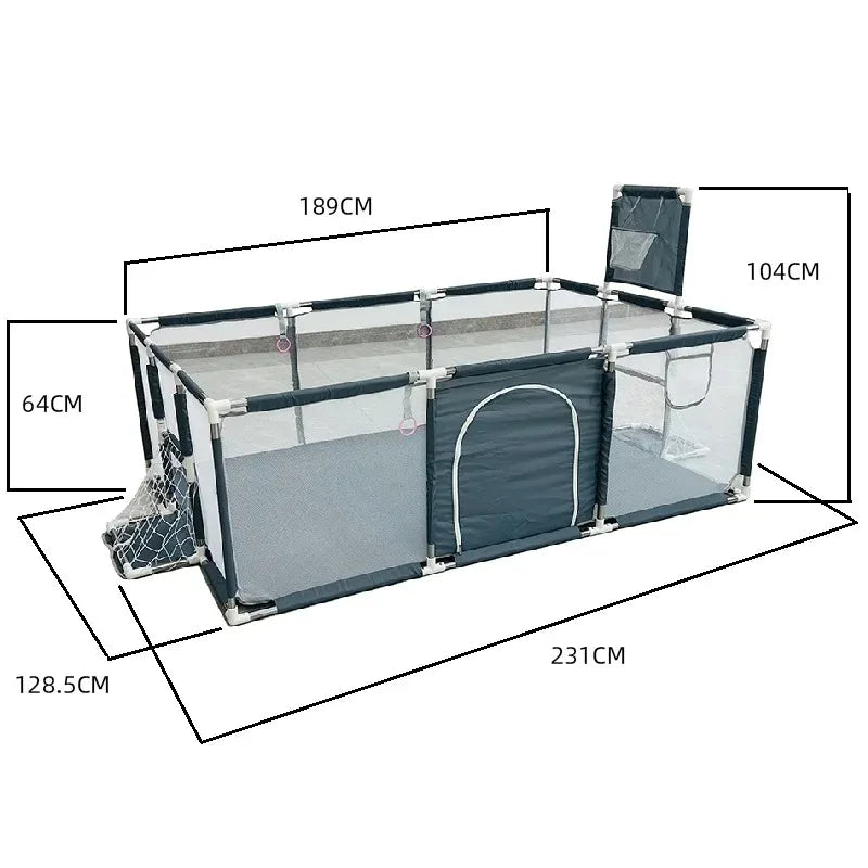 Baby Playpen & Ball Pit Play Yard – Thick Steel Pipe Kids Activity Fence, 107 x 231 x 128 cm (42 x 91 x 50 in) or 107 x 128 x 128 cm (42 x 50 x 50 in)