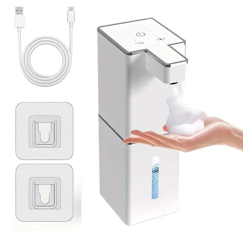 Wall-Mounted Touchless Automatic Soap Dispenser — 380ml (12.8 fl oz) Rechargeable Infrared Foam & Liquid Dispenser for Kitchen & Bathroom