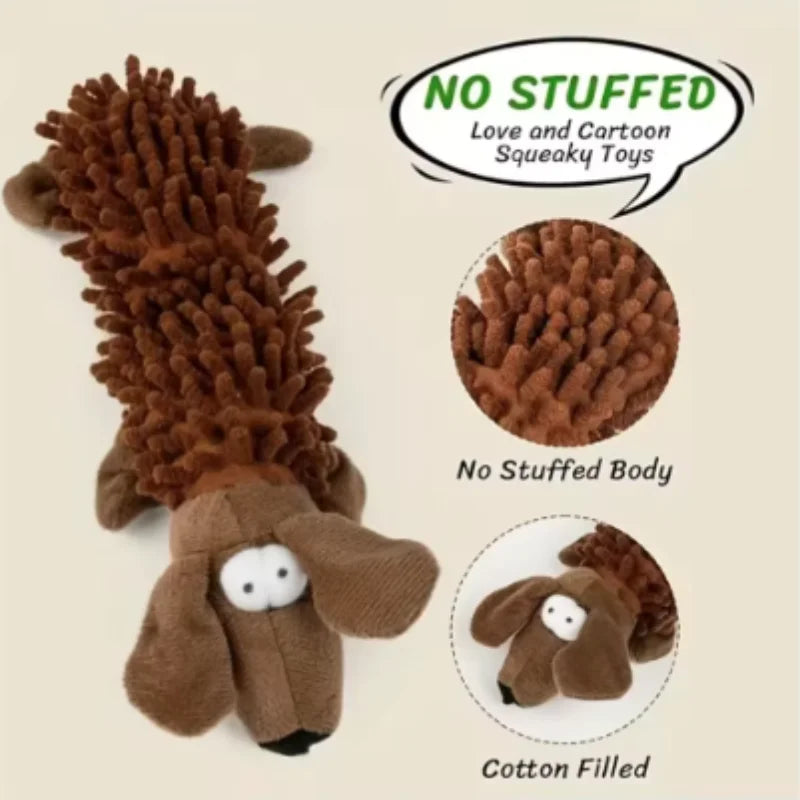 Small Breed Dog Plush Toy 10.2 in (26 cm) Animal Shape Squeaky Chew and Dental Cleaning Toy for Chihuahua Yorkie Bichon Puppies