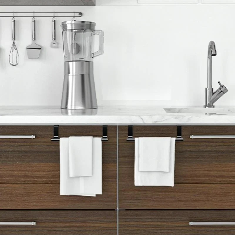 Stainless Steel Over-Cabinet Towel Rack - No-Drill Over-Door Towel Bar Holder for Kitchen & Bathroom, 24×7 cm (9.4×2.8 in) & 36×7 cm (14.2×2.8 in)