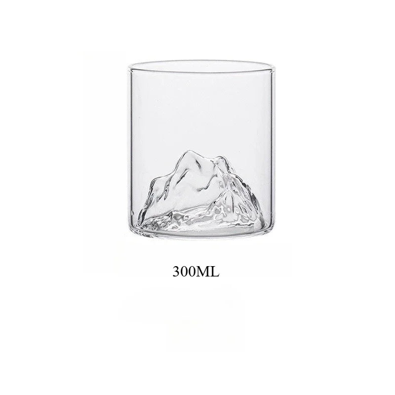 Snow Mountain 3D Glass Drinkware – Transparent Whiskey & Water Cup, Multipurpose, 180ml (6.1oz) & 300ml (10.1oz)