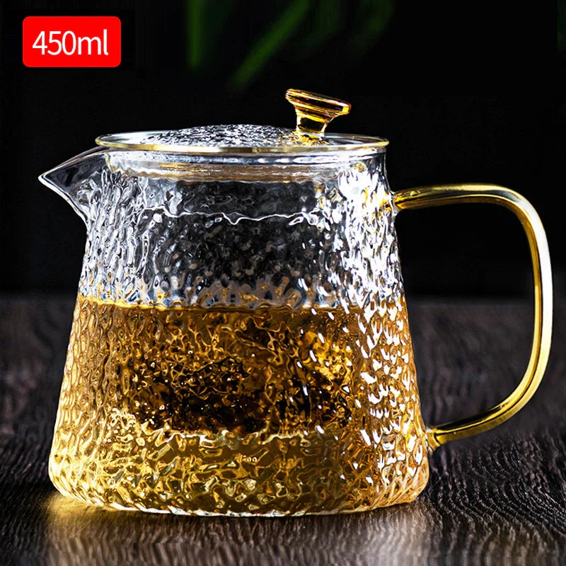 Heat-Resistant Borosilicate Glass Teapot 450 mL (15.2 oz) — Kung Fu Tea Kettle for Puer, Coffee & Office
