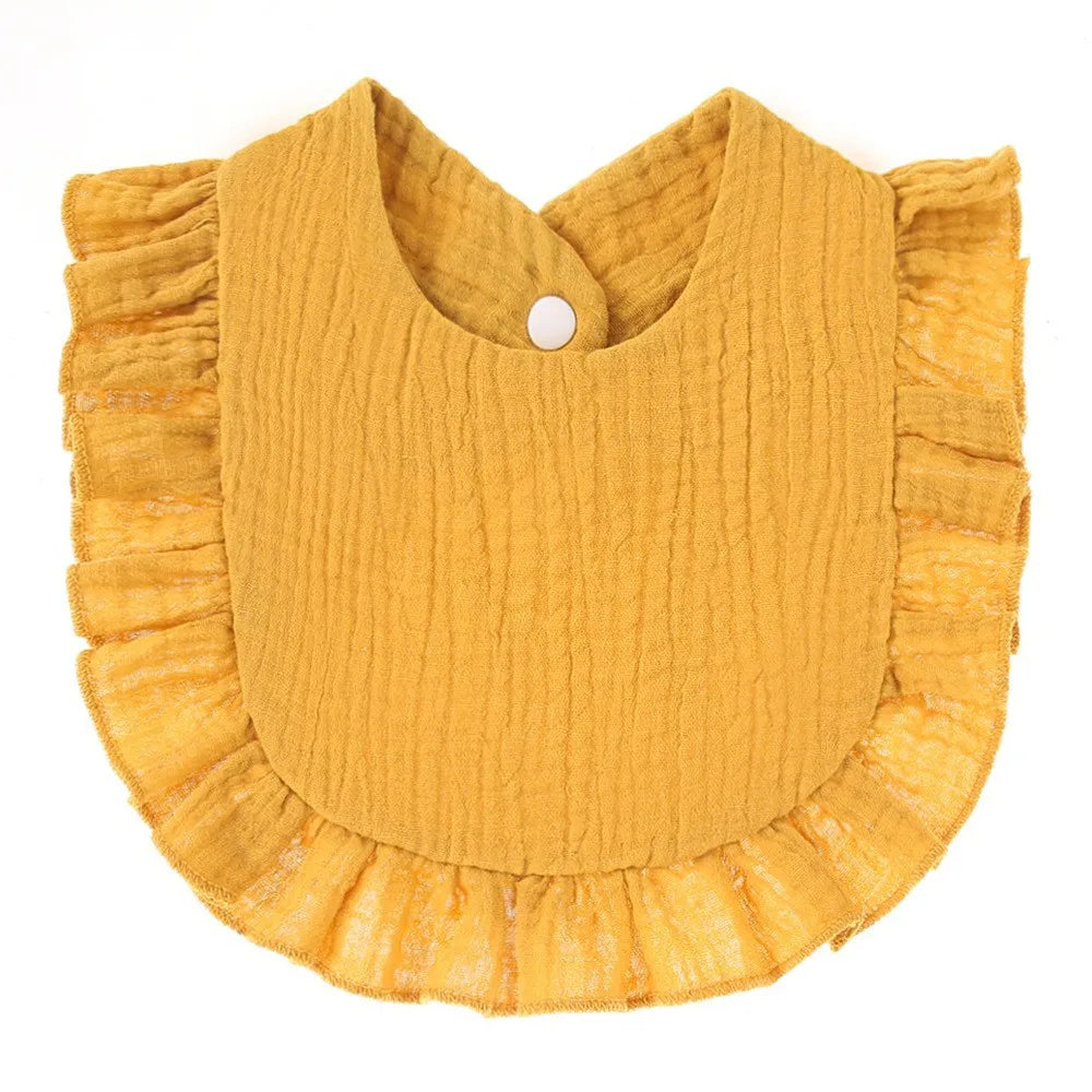 Ruffle Edge Cotton Gauze Baby Bib & Burp Cloth - Lace Saliva Bib for Infants 1-3 Years