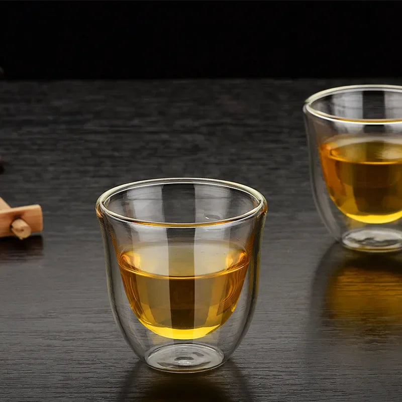 Double Wall Borosilicate Glass Cups – Heat-Resistant Clear Tea, Coffee & Whisky Cups (80ml/2.7oz, 240ml/8.1oz, 300ml/10.1oz) – 1/2/4-Pack