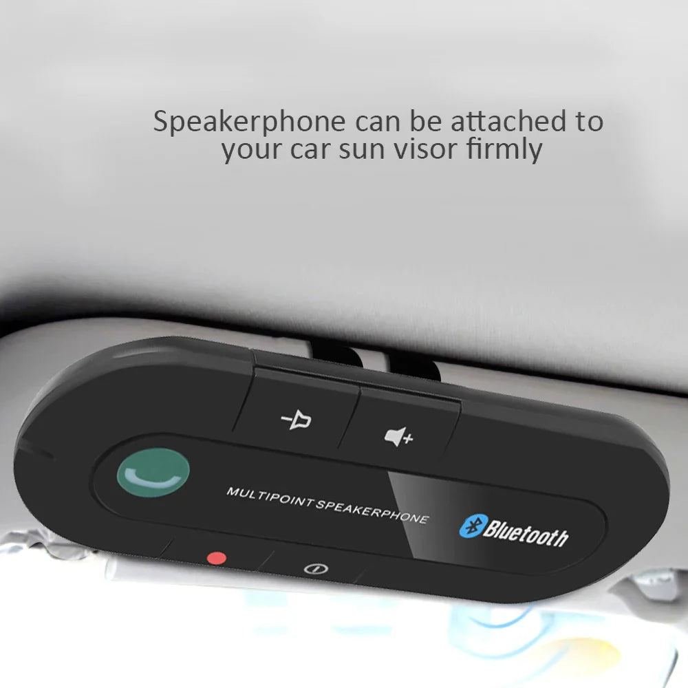 Bluetooth 4.1 Hands-Free Car Speakerphone Sun Visor Clip – Wireless Stereo Speaker with Mic, 10m Range