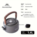 Portable Aluminum Camping Kettle with Wooden Handle, Outdoor Tea Kettle for Hiking & Backpacking