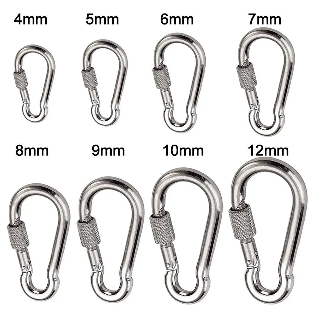 M4-M12 304 Stainless Steel Screw-Lock Quick Link Carabiner 1/2-Pack Outdoor Climbing & Camping Gear