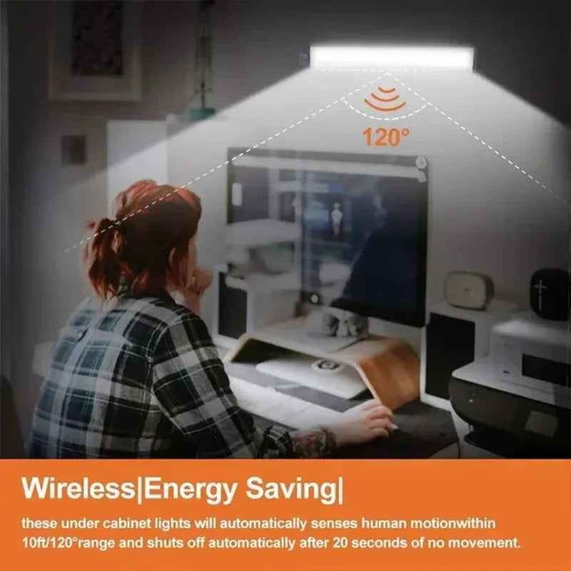 Under-Cabinet Rechargeable LED Motion Sensor Strip Light Magnetic Battery-Operated for Kitchen Cabinet Closet — 10/20/30/50cm (3.9/7.9/11.8/19.7 in)