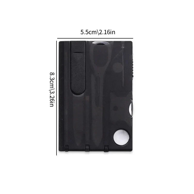 Credit-Card Multi-Tool Survival Card — Portable 5.5 × 8 cm (2.17 × 3.15 in) Pocket Emergency Tool with Screwdriver, Compass & Bottle Opener for Camping