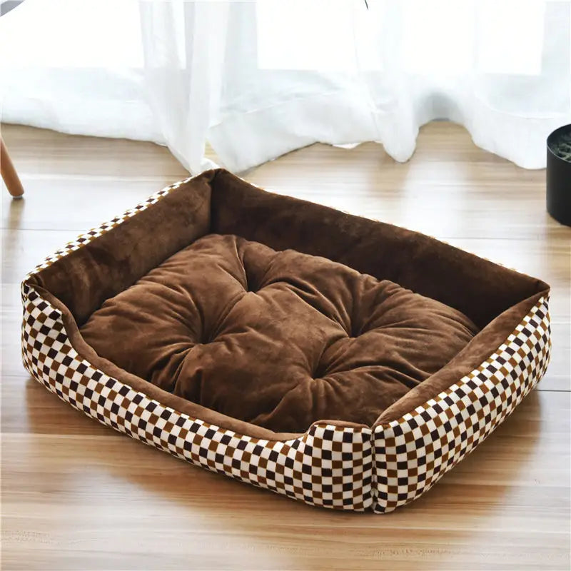 Large Plush Pet House Bed — Deep Sleeping Calming Dog & Cat Cushion for Puppies and Small Breeds (Chihuahua)