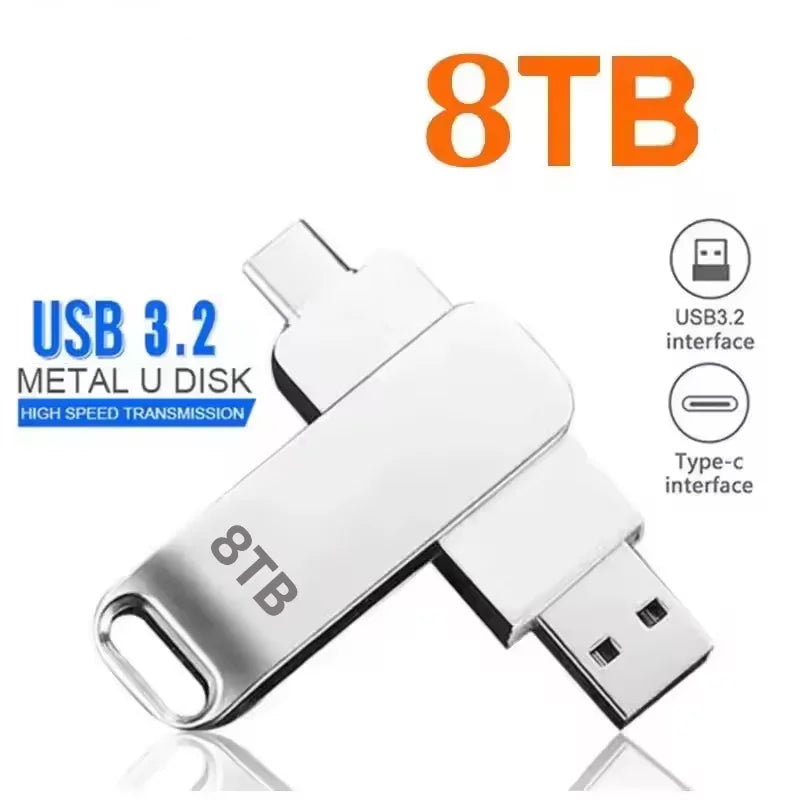 16TB USB 3.2 Metal Flash Drive – High-Speed Pendrive (1TB–16TB Options)
