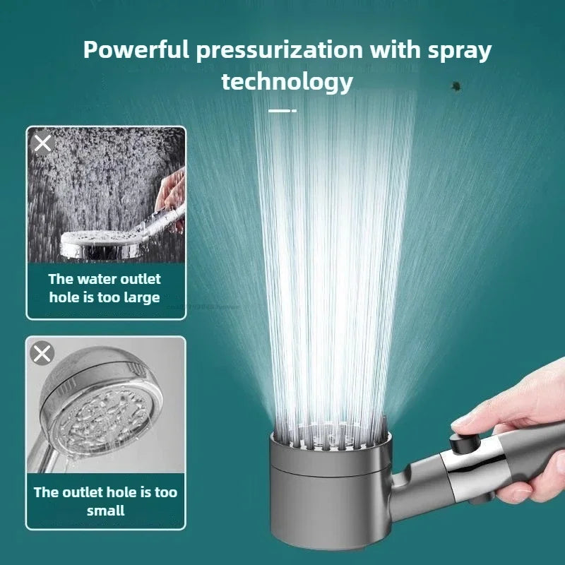 High Pressure Filtered Handheld Shower Head with One-Touch Stop and Massage - Water-Saving Shower Accessory