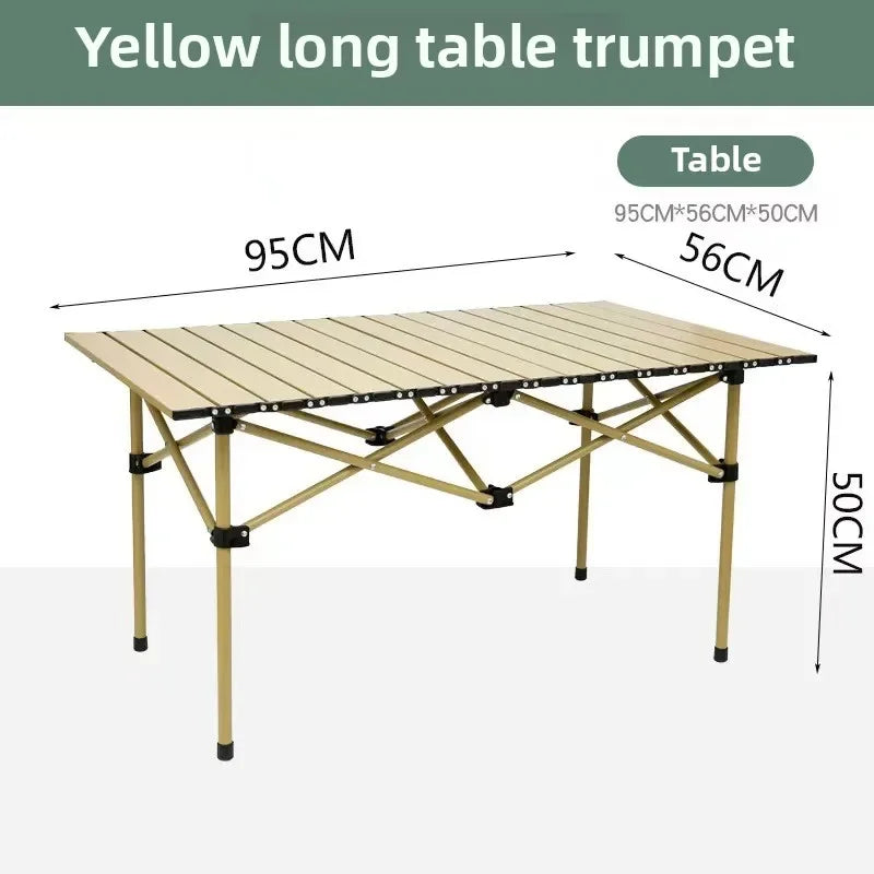 Portable Roll-Up Folding Camping Table with Carry Bag – Lightweight Outdoor Picnic & BBQ Table – 95cm / 120cm (37.4" / 47.2")