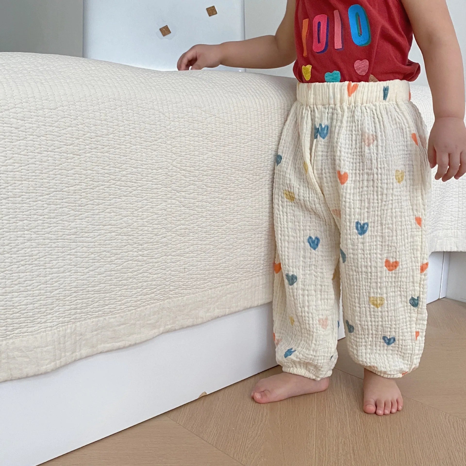 Baby & Toddler Unisex Cotton Harem Pants - Printed Summer Loose Full-Length Trousers (2T-7T / 80-120 cm)