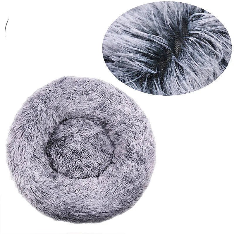 Calming Plush Pet Bed for Dogs & Cats - Corduroy Fleece Bolster, Non-Slip Waterproof Bottom, Multiple Sizes (15.7–35.4 in / 40–90 cm)