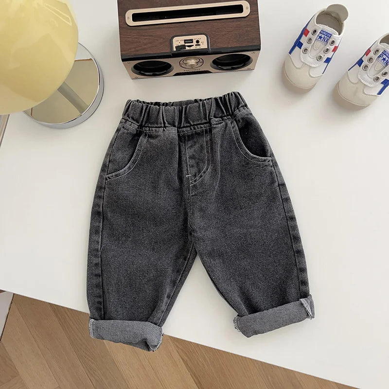 Toddler Straight Denim Jeans for Boys & Girls 9M–5T Elastic Waist Casual Spring Autumn - 3 Colors