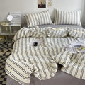 Striped Duvet Cover Bedding Set with Flat Sheet & Pillowcases — Multiple Sizes (Single/Twin/Full/Queen/King)