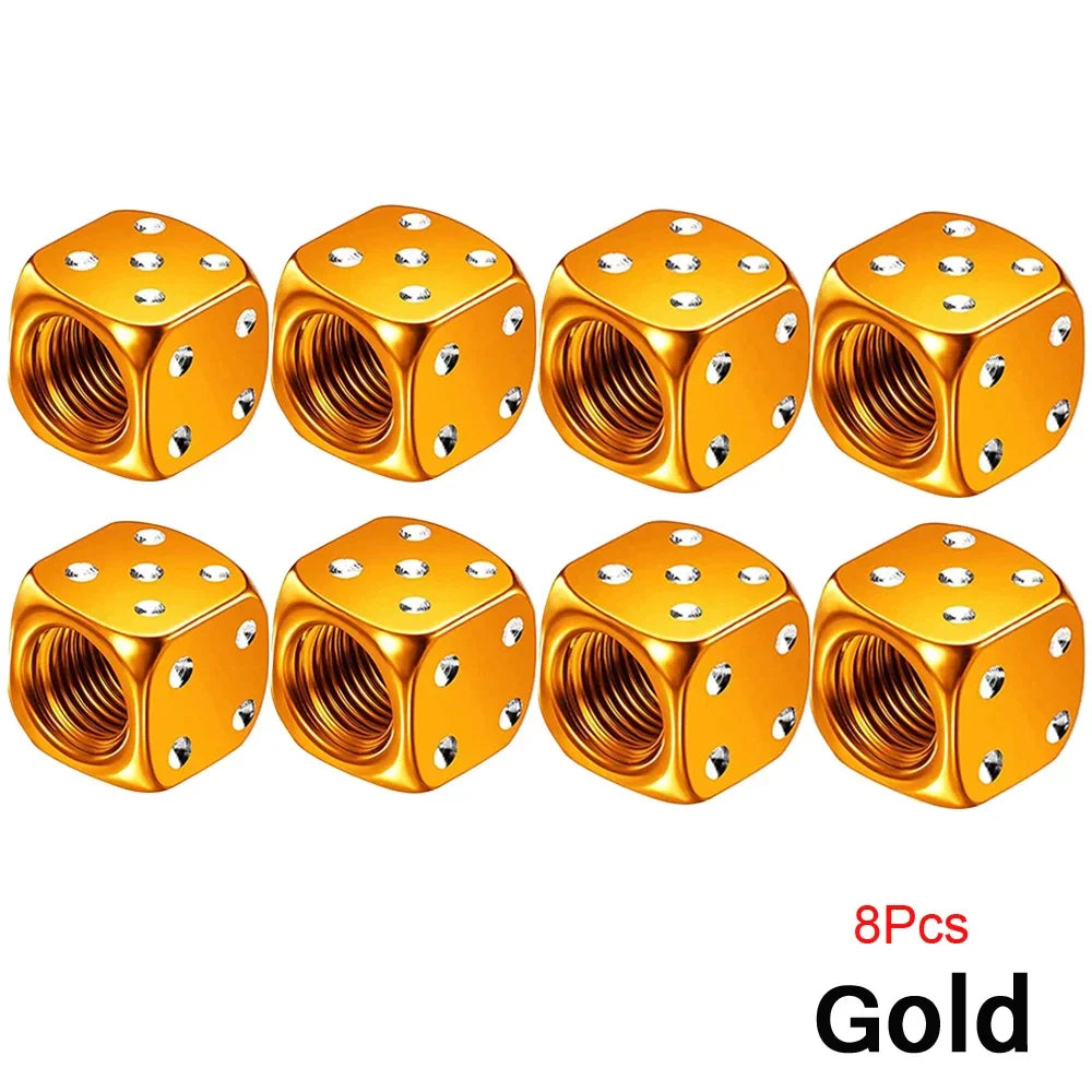 2/8-Pack Aluminum Dice Tire Valve Caps, Universal Wheel Stem Air Valve Covers for Car Truck Motorcycle Bike