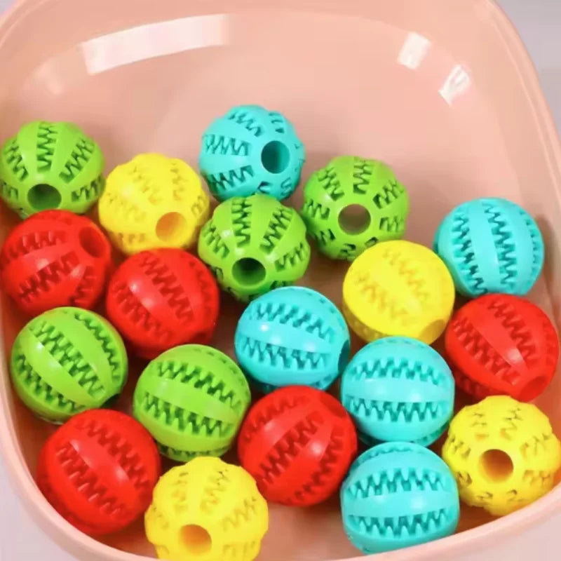 Interactive Rubber Dog & Cat Toy Ball, Puppy Chew Toy, Treat Feeder & Tooth-Cleaning Silicone Ball
