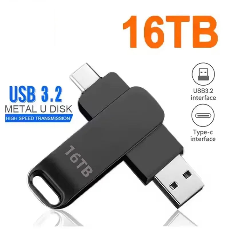 16TB USB 3.2 Metal Flash Drive – High-Speed Pendrive (1TB–16TB Options)