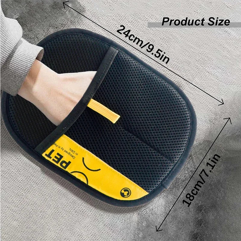 Pet Hair Remover Gloves – Electrostatic Reusable Washable Grooming Glove with 2-in-1 Lint Roller for Cats & Dogs