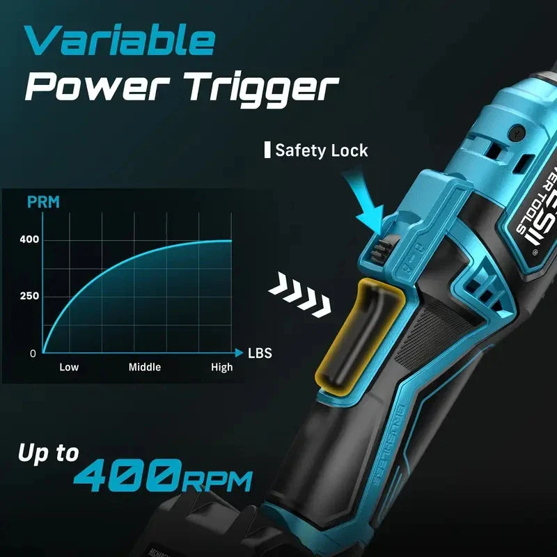 3/8" Cordless Electric Ratchet Wrench 21V Brushless 66 ft-lbs (89 Nm) Extended 4" Neck with 2 Batteries, Charger & Socket Kit