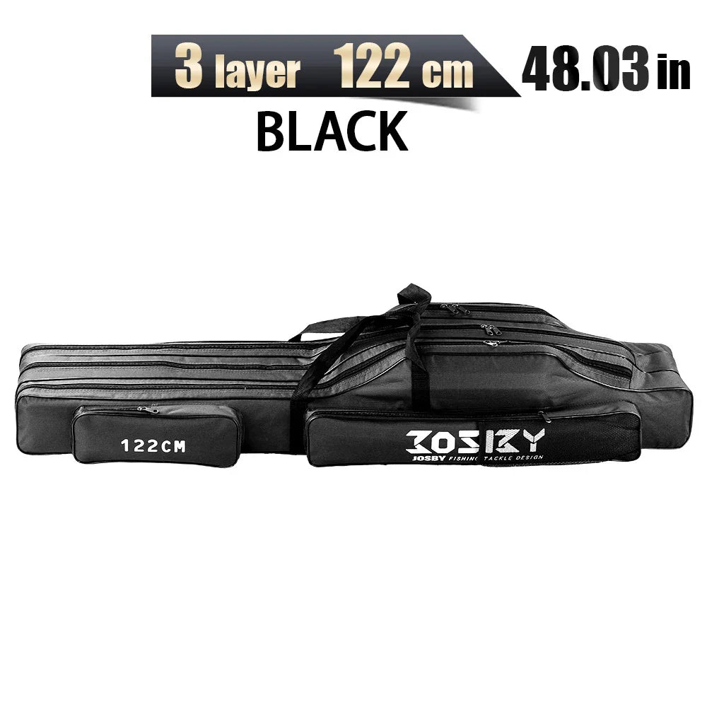 Portable Foldable Fishing Rod Bag Case - Waterproof Oxford Rod Carrier with Reel Storage, 122 / 152 / 182 cm (48 / 60 / 72 in)