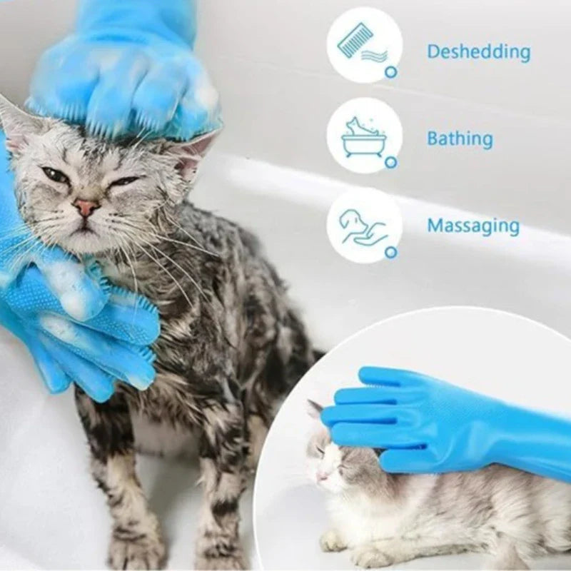 2-Pack Pet Grooming Gloves for Dogs & Cats – Bathing, Massage & Hair Removal