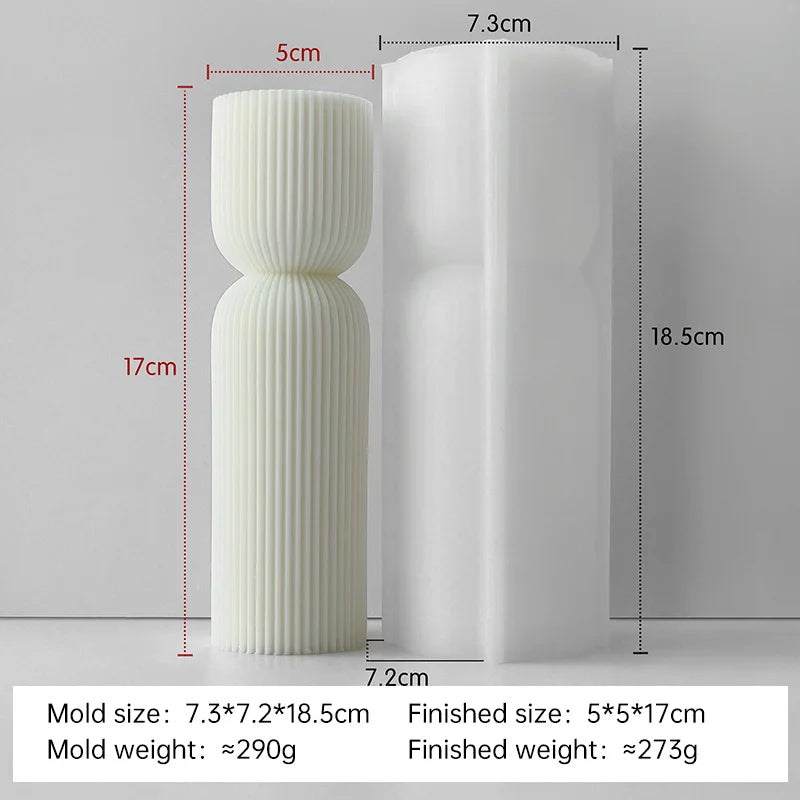 Striped Cylinder Silicone Candle Mold for DIY Pillar, Soy Wax, Plaster & Resin Crafts