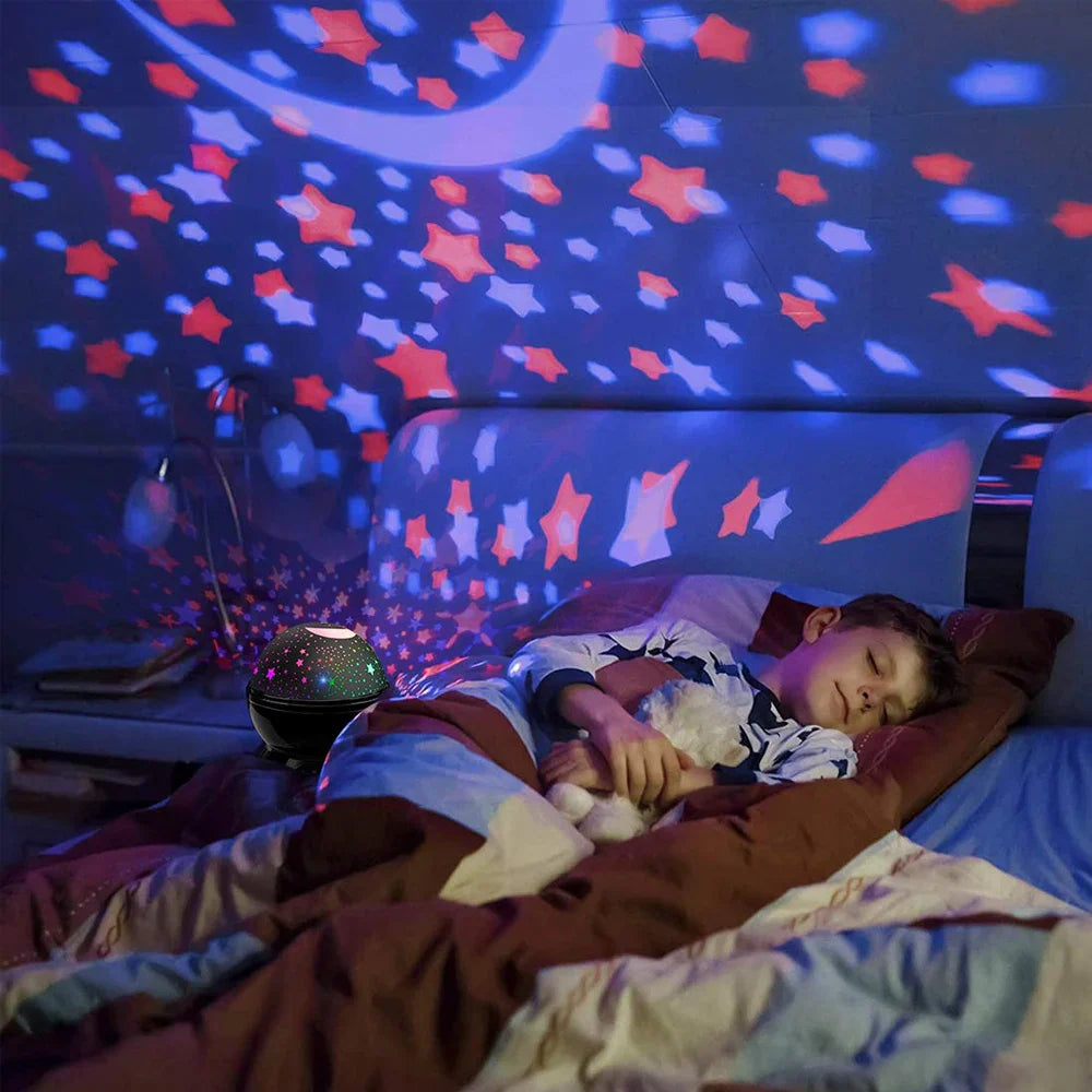 Rotating Star Projector Night Light – LED Galaxy & Moon Lamp for Kids Bedroom, Soothing Sleep Light & Gift for Girls and Boys