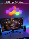 RGB Hexagonal Smart Wall Lamp – DIY Color-Changing Ambient Night Light with Music Sync & App Control for Game Room and Bedroom
