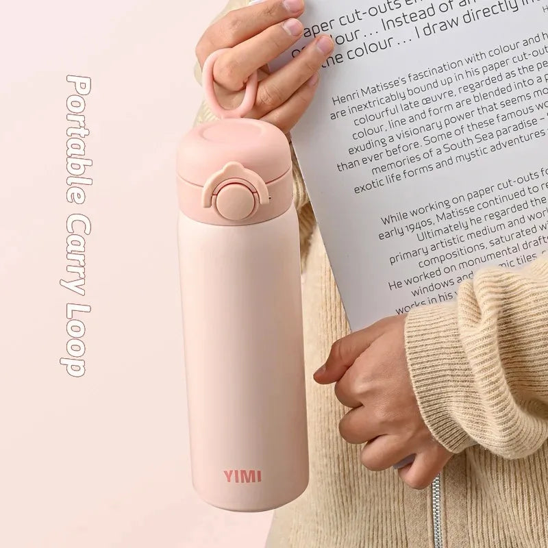 500ml (16.9 oz) 316 Stainless Steel Vacuum Insulated Thermos Bottle, Leakproof Travel Tumbler with One-Hand Push Lid