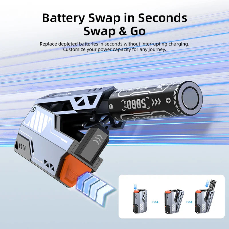 Detachable Power Bank 10,000–50,000mAh | 22.5W Fast Charge Replaceable Battery Pack with Built-In Cable