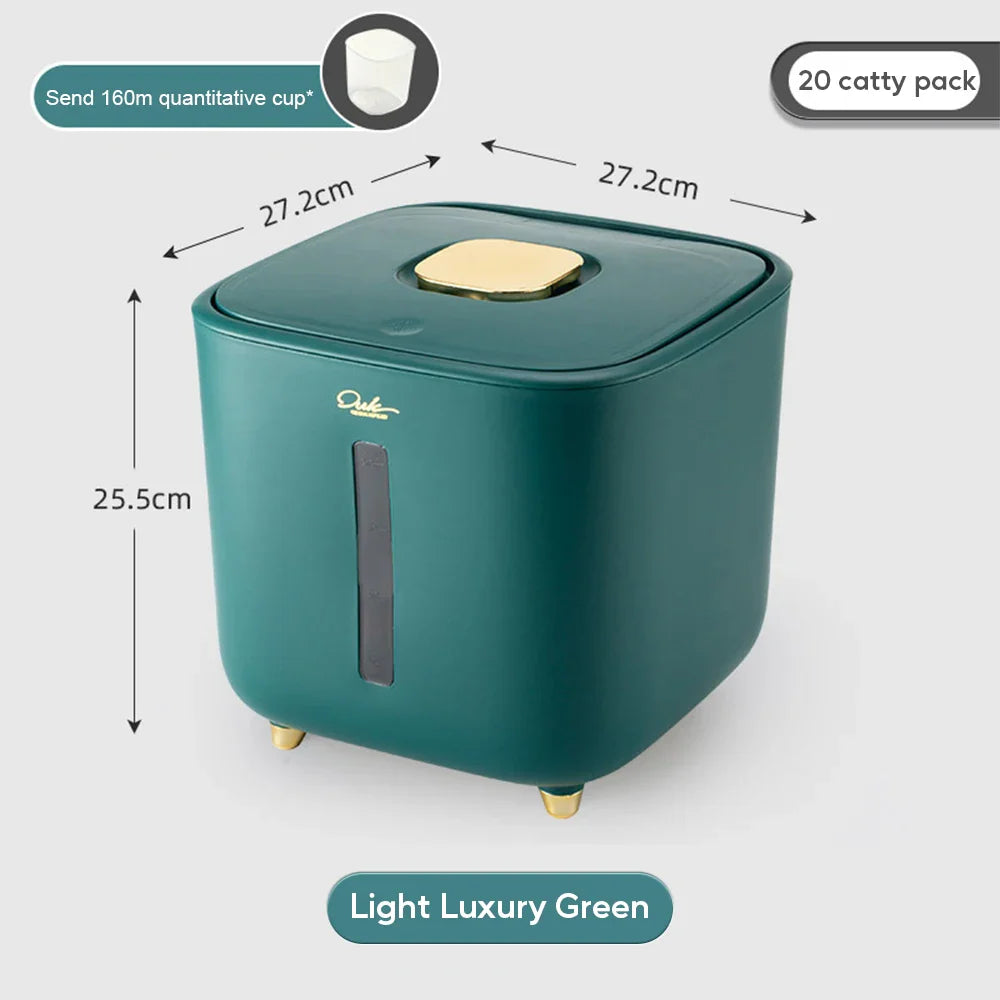 Airtight Pest-Proof Rice & Grain Storage Container — 5 kg / 10 kg (11 lb / 22 lb) Moisture-Proof Kitchen Bin with Double Silicone Seal, Pet Food Dispenser