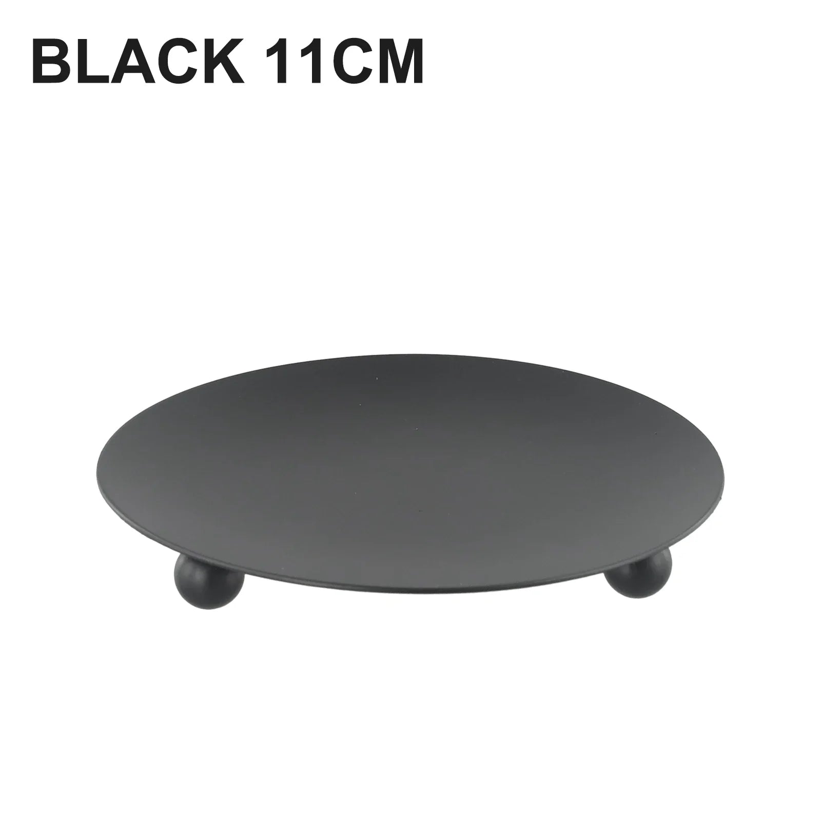 Round Iron Candle Plate Holder — Rust-Resistant Metal Pedestal for Pillar, Ball & Votive Candles, Gold or Black, Small 2.8×2.8×0.6 in (7×7×1.5 cm) & Large 4.3×4.3×0.7 in (11×11×1.7 cm)