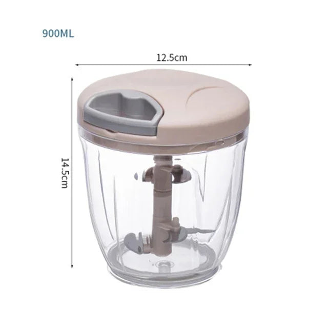 Manual Garlic and Food Chopper 500ml (17 fl oz) / 900ml (30 fl oz) — Hand Vegetable Cutter & Meat Grinder