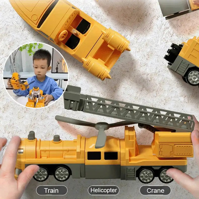 Kids Magnetic Transforming Engineering Car Toy - Magnetic Build Set with Storage Box