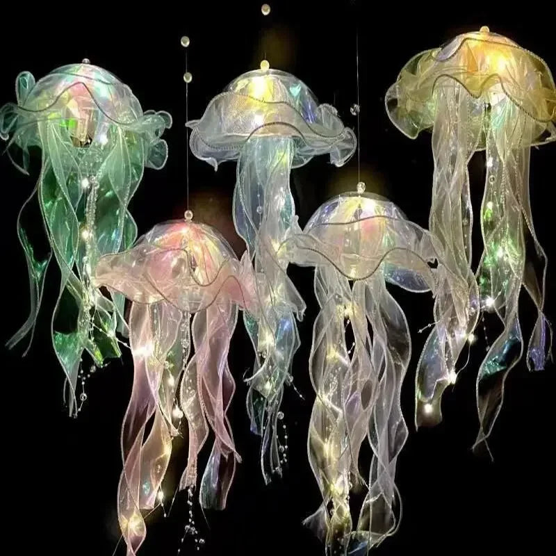 Jellyfish LED Lantern Night Light - Hanging Ocean Mermaid Bedroom & Party Decor for Kids