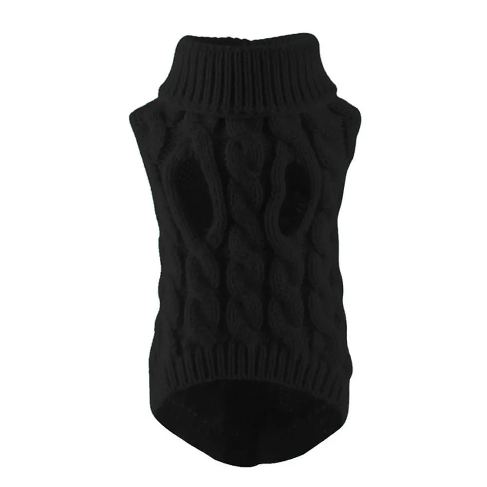 Knitted Cable Dog Sweater - Warm Autumn/Winter Pullover for Small Dogs