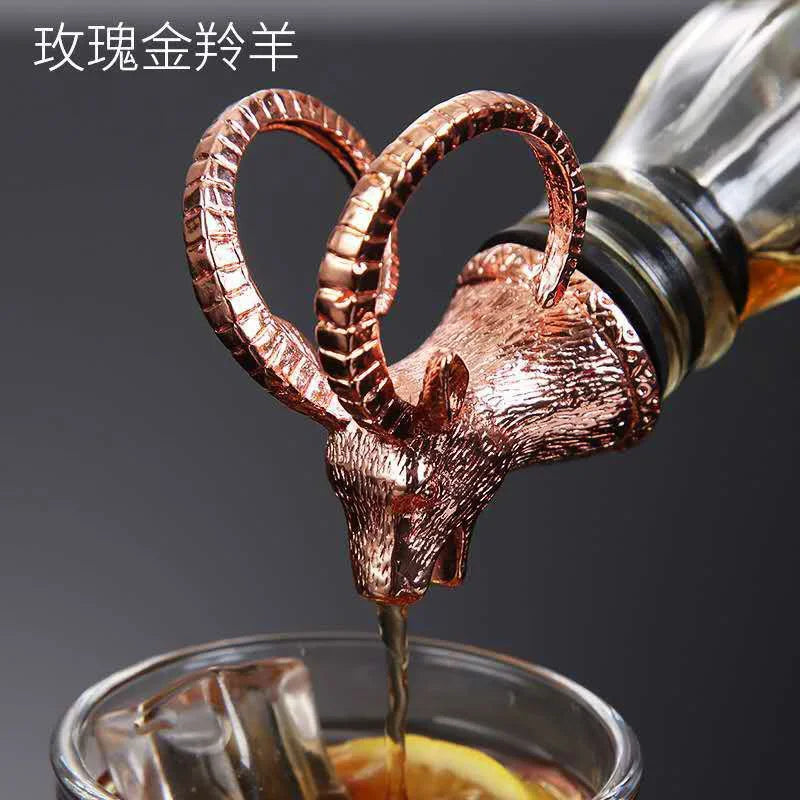 Zinc Alloy Animal Head Wine Pourer - Decorative Bottle Pour Spout & Stopper (Deer, Elk, Lion, Leopard, Wolf, Eagle, Dragon)