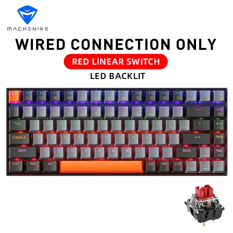 75% TKL 84-Key Hot-Swappable Mechanical Gaming Keyboard — Wired USB-C, Doubleshot PBT Keycaps, 6-Color Backlight