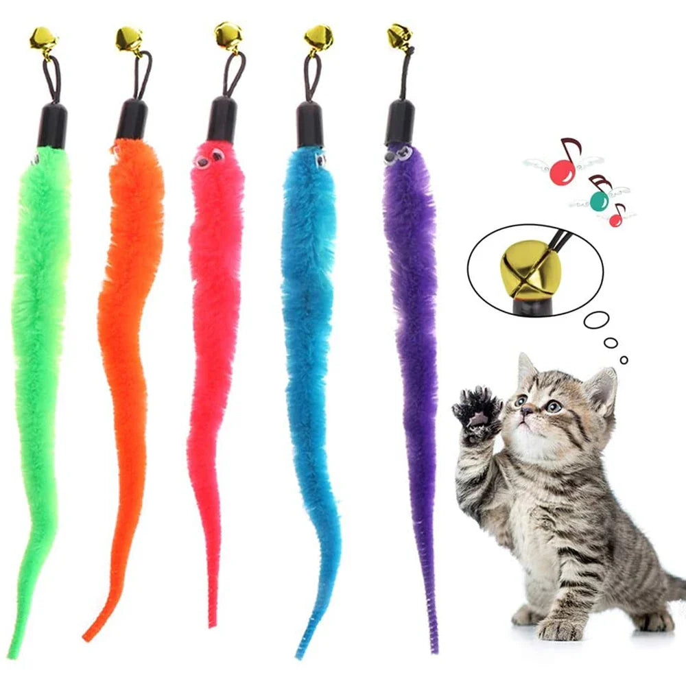 Plush Caterpillar Replacement Heads for Cat Wand, Interactive Plush Worm Toy Accessory, Pack of 5/6/10/11
