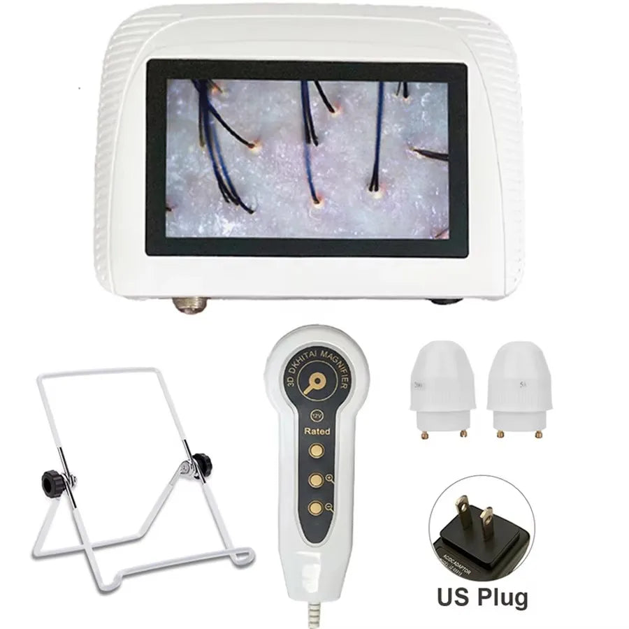 5-Inch (12.7 cm) Skin & Hair Analyzer — Rechargeable Dermoscope with 50x/200x Lenses, Scalp & Follicle Detector