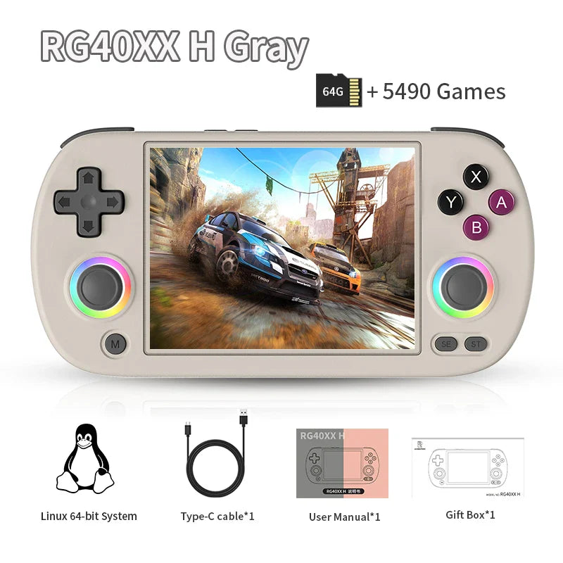 4.0-inch (10.2 cm) IPS Retro Handheld Game Console – Linux 64-bit, 64GB, 3200mAh Battery, 5000+ Games, HDMI & Bluetooth