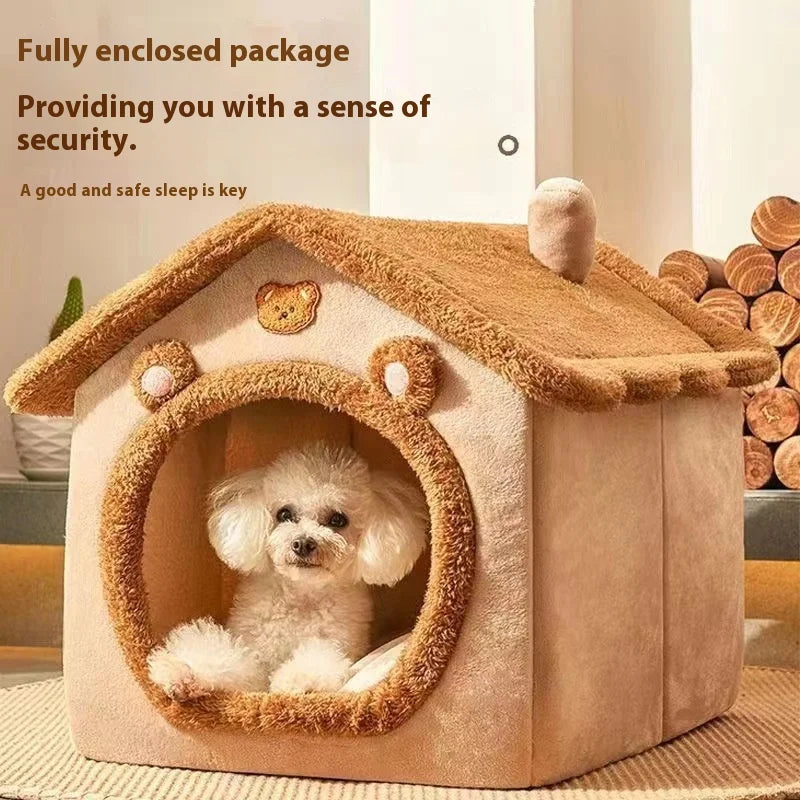 Coral Fleece Dog Bed Sofa – Soft Washable Plush Pet Couch for Dogs