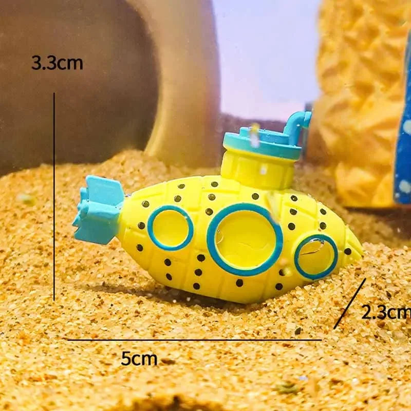 Resin Submarine Aquarium Ornament - Fish Tank Decoration & Shrimp Shelter (13 x 6 x 9 cm / 5.1 x 2.4 x 3.5 in) - Mini 5 x 3.3 x 2.3 cm (2.0 x 1.3 x 0.9 in)